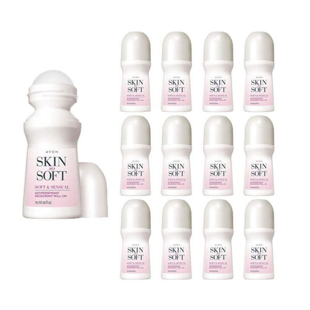 12- PACK Avon Skin So Soft Pink and White Roll-On Deodorant Collection